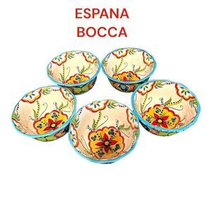 Espana Bocca 6" Bowl Soup Cereal Hand Painted Mexican Design 5 bowls